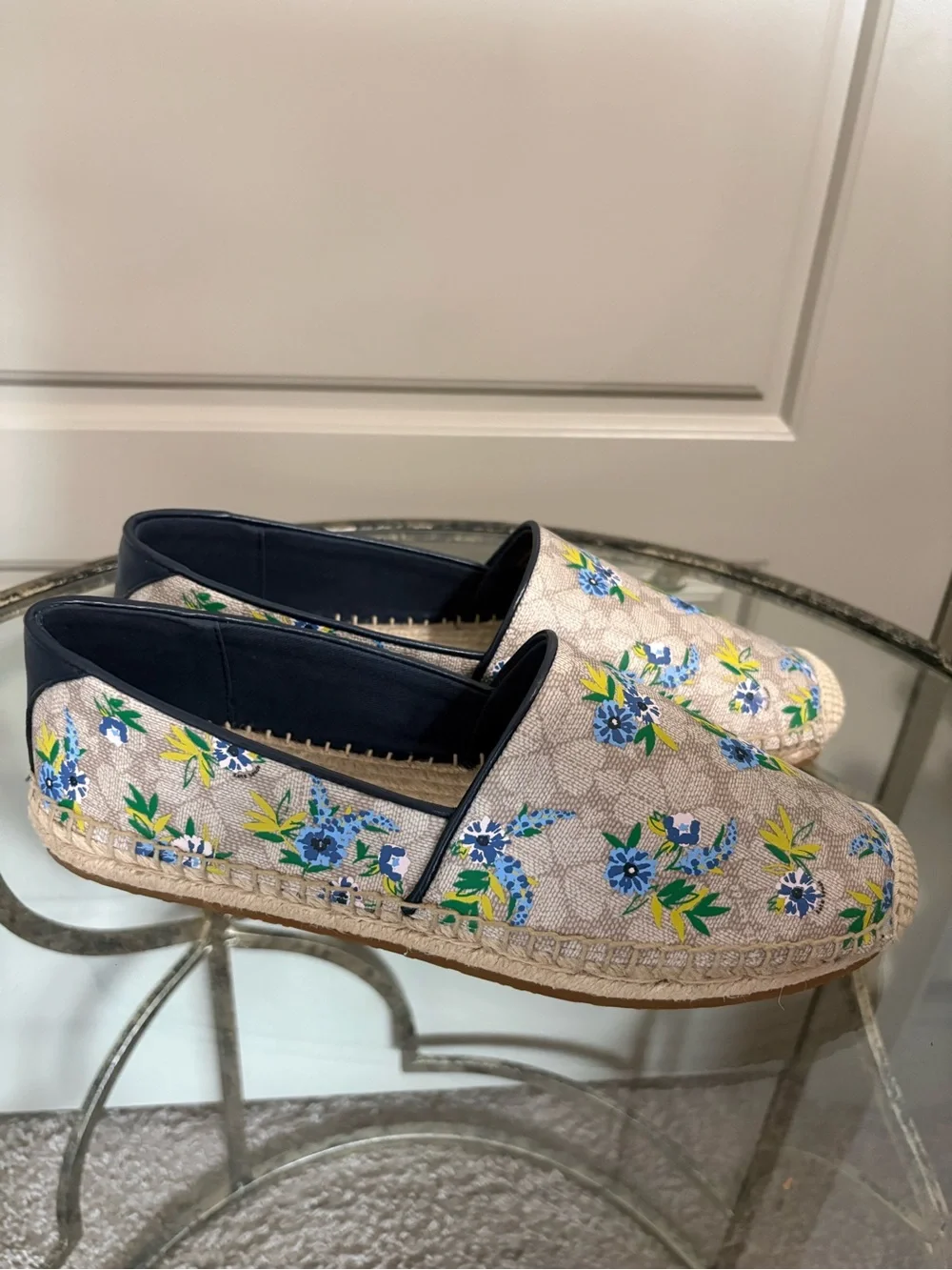 kate spade Blue & Cream Floral Espadrille Slip-Ons